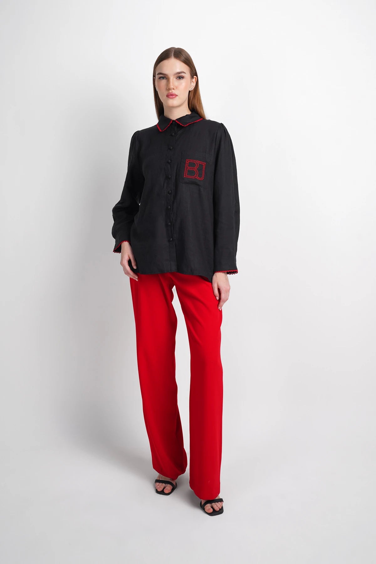 Embroidery Pocket Shirt - Black