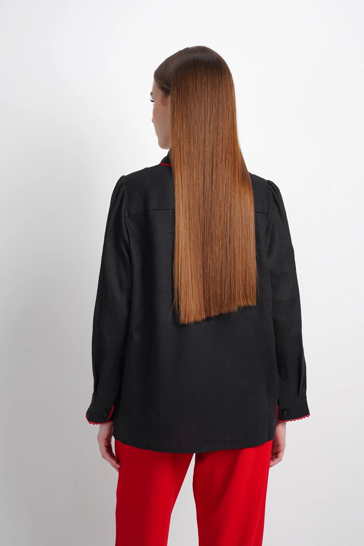Embroidery Pocket Shirt - Black