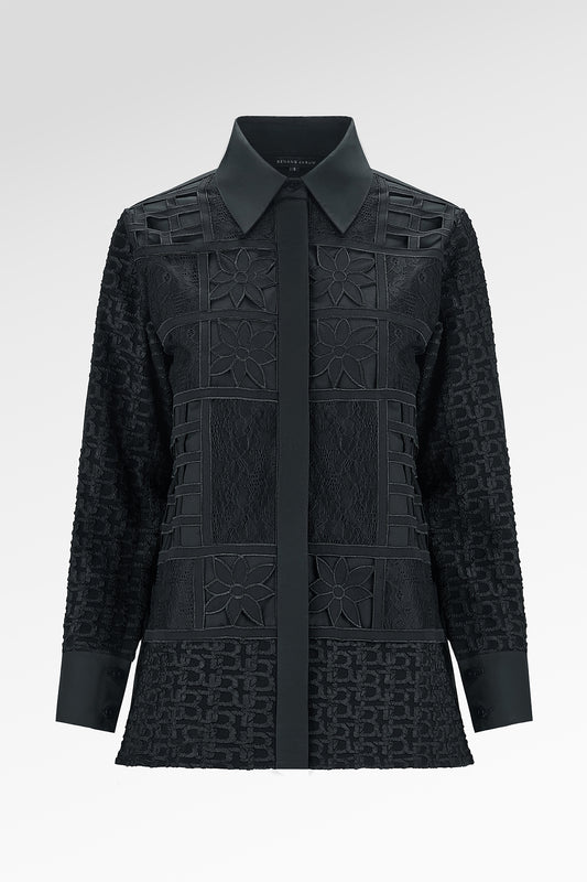 Elara Lace Shirt - Black