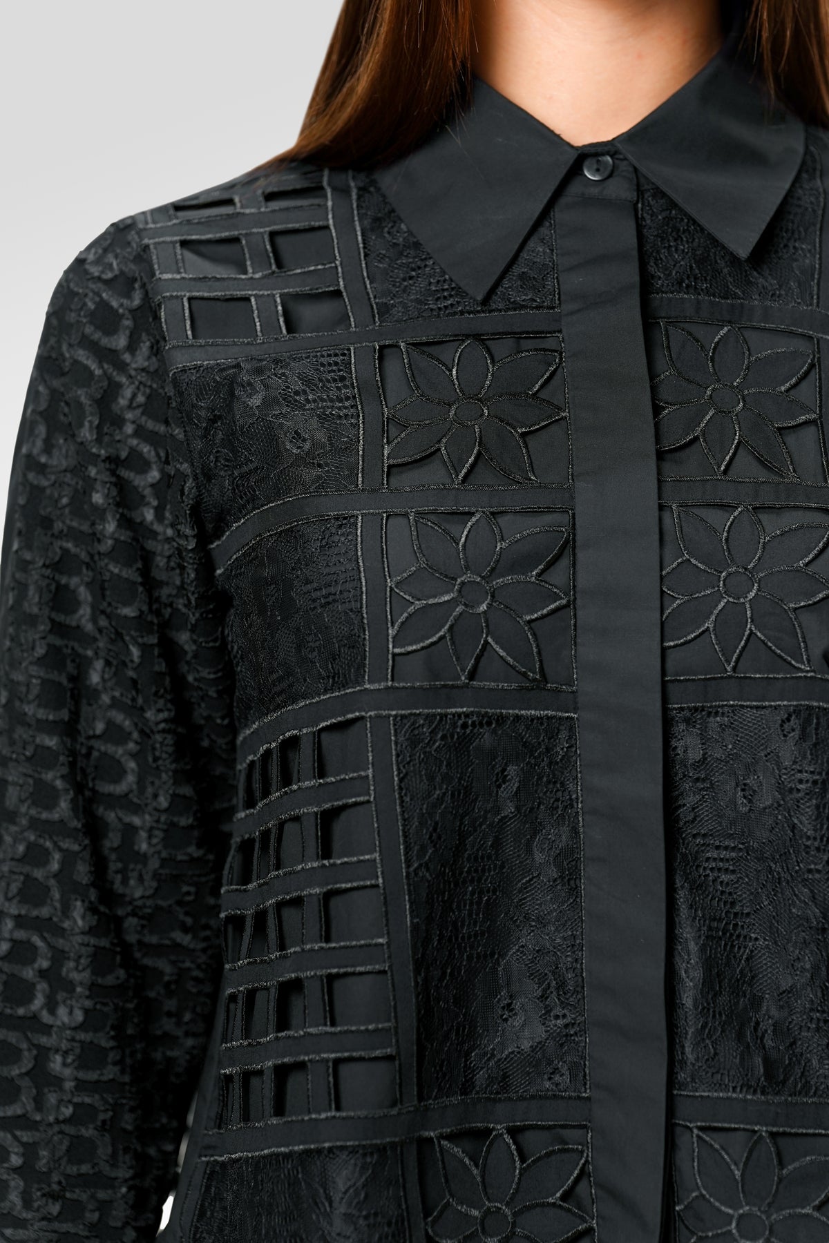 Elara Lace Shirt - Black