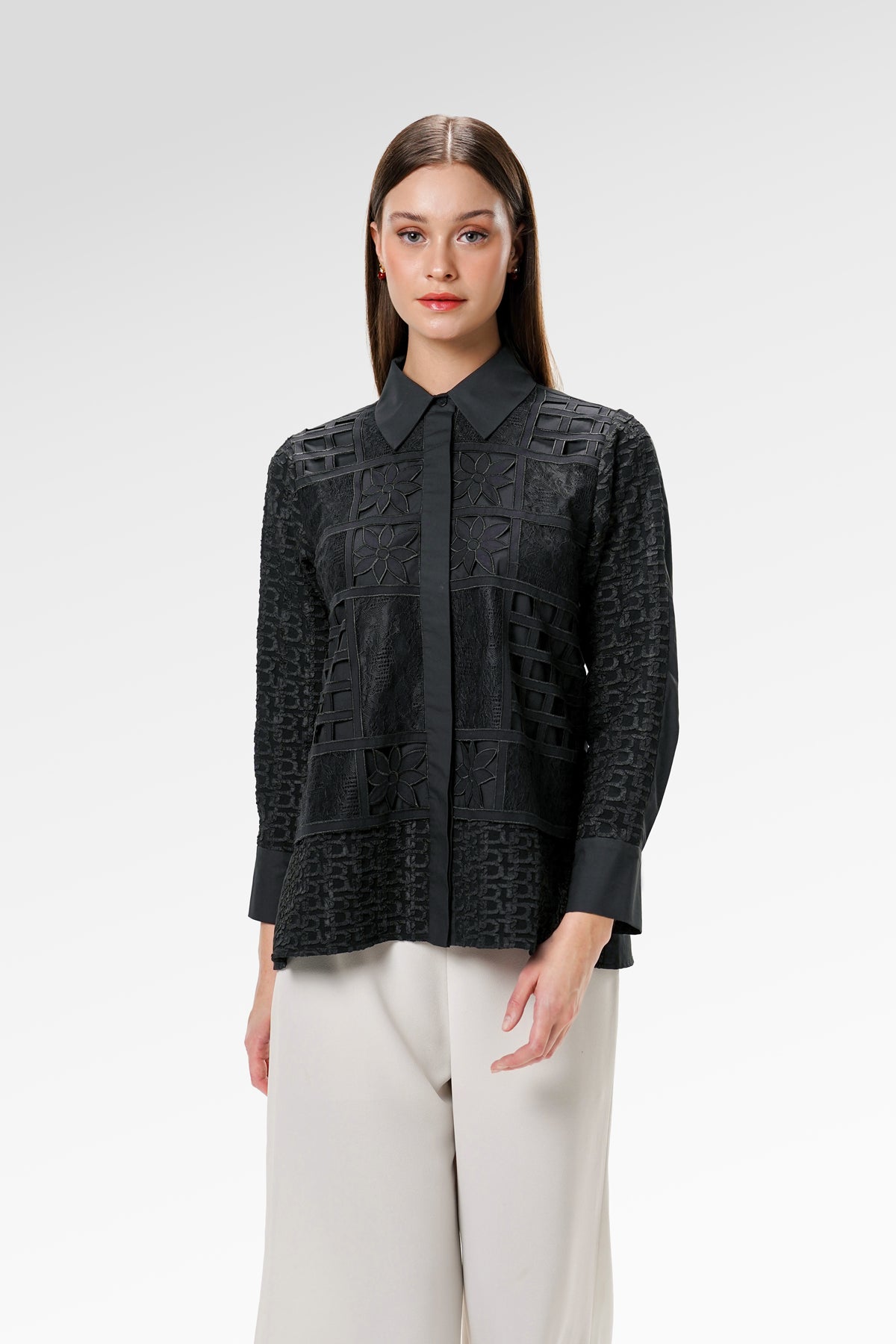 Elara Lace Shirt - Black