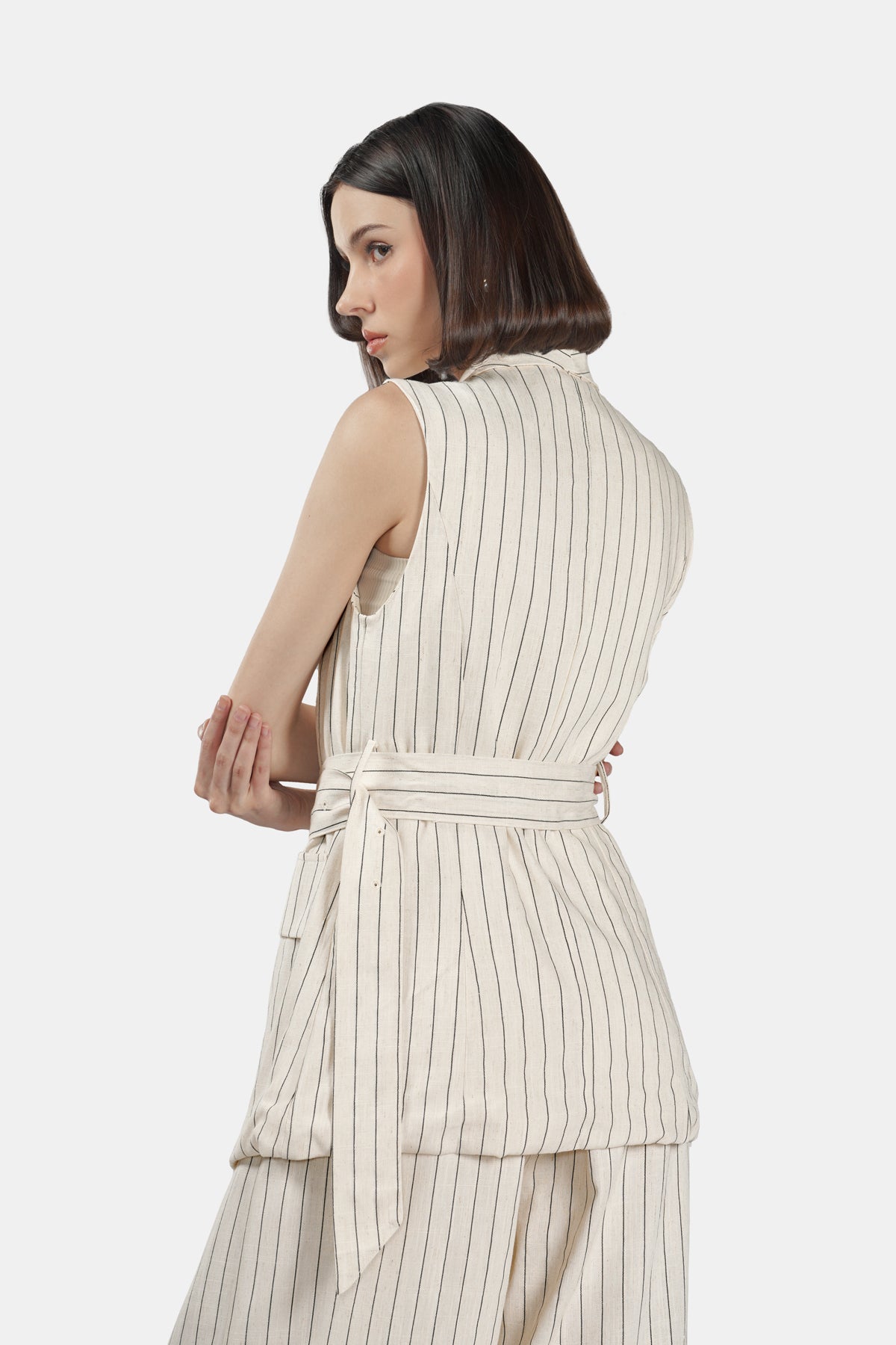 Eleanor Linen Vest - Ivory