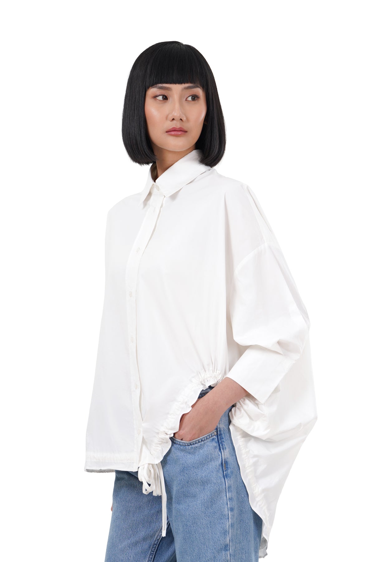 Elliana Drawstring Shirt - White