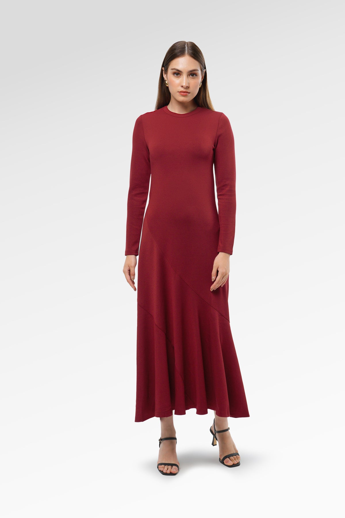 Elliana Flowy Dress - Maroon