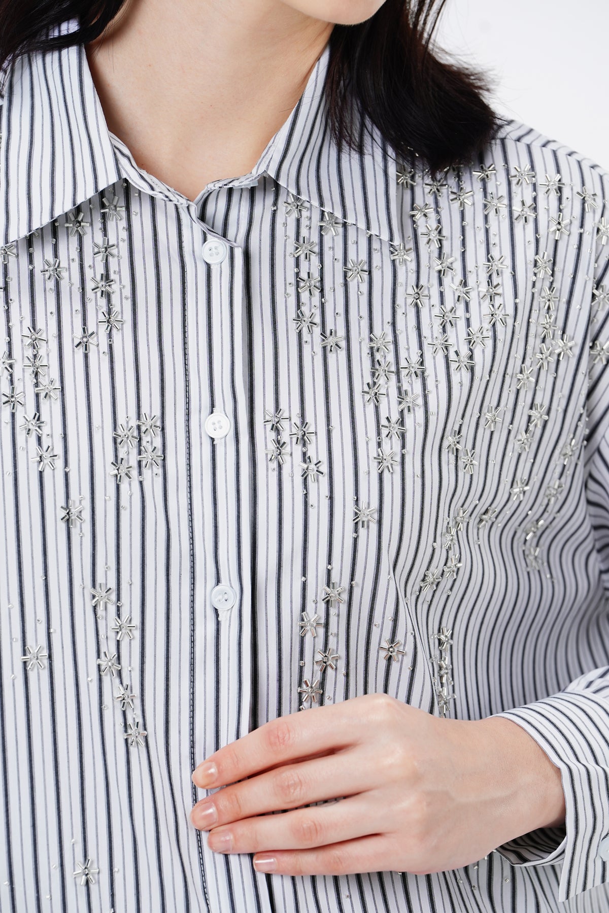 Ellora Beads Shirt - Black/White