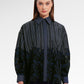 Elys Embroidery Lace Shirt - Deep Blue