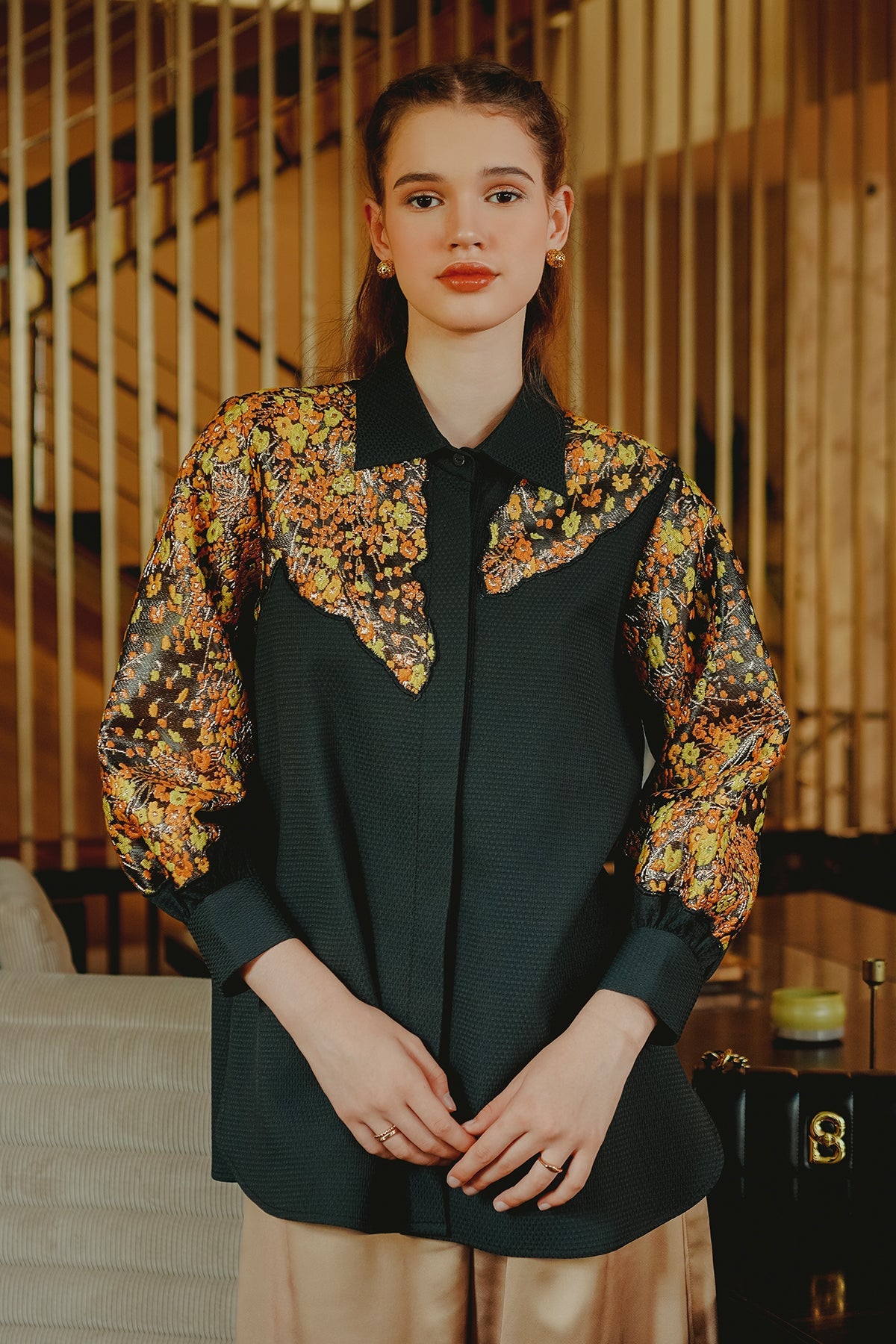 Fara Embroidered Shirt - Black