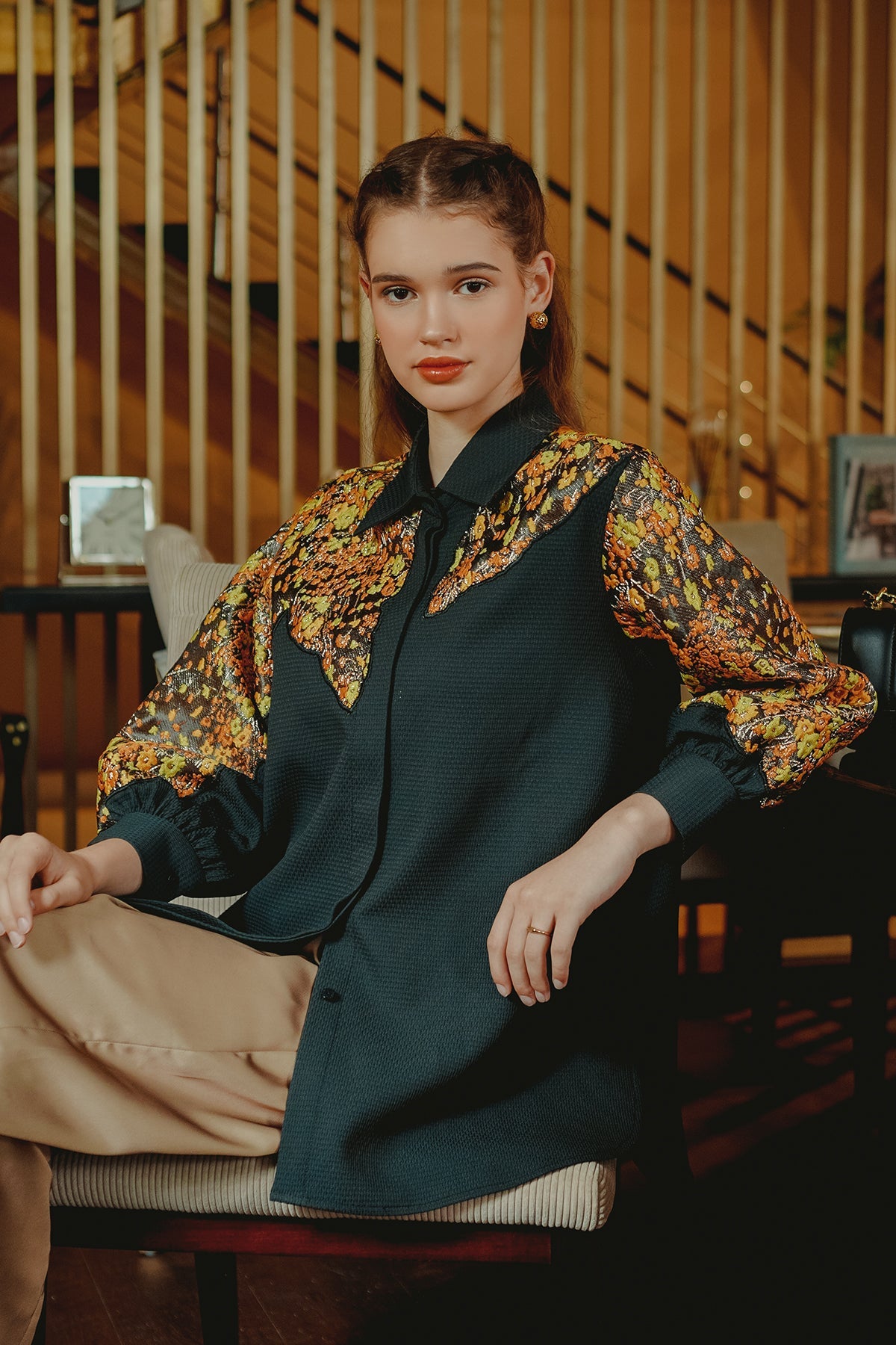 Fara Embroidered Shirt - Black