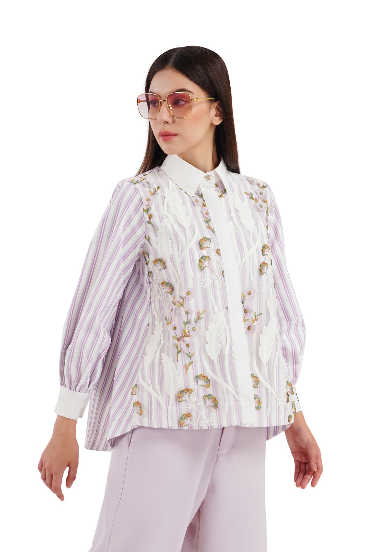 Fiorella Lace Shirt - Soft Purple