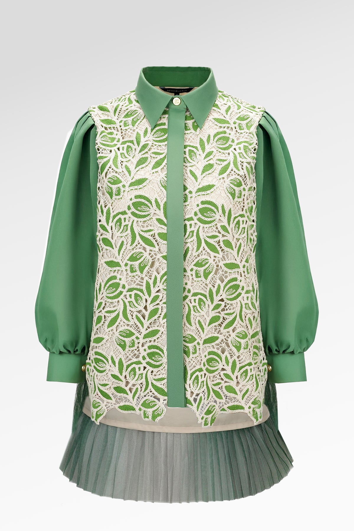 Veline Back Pleated Shirt - Green