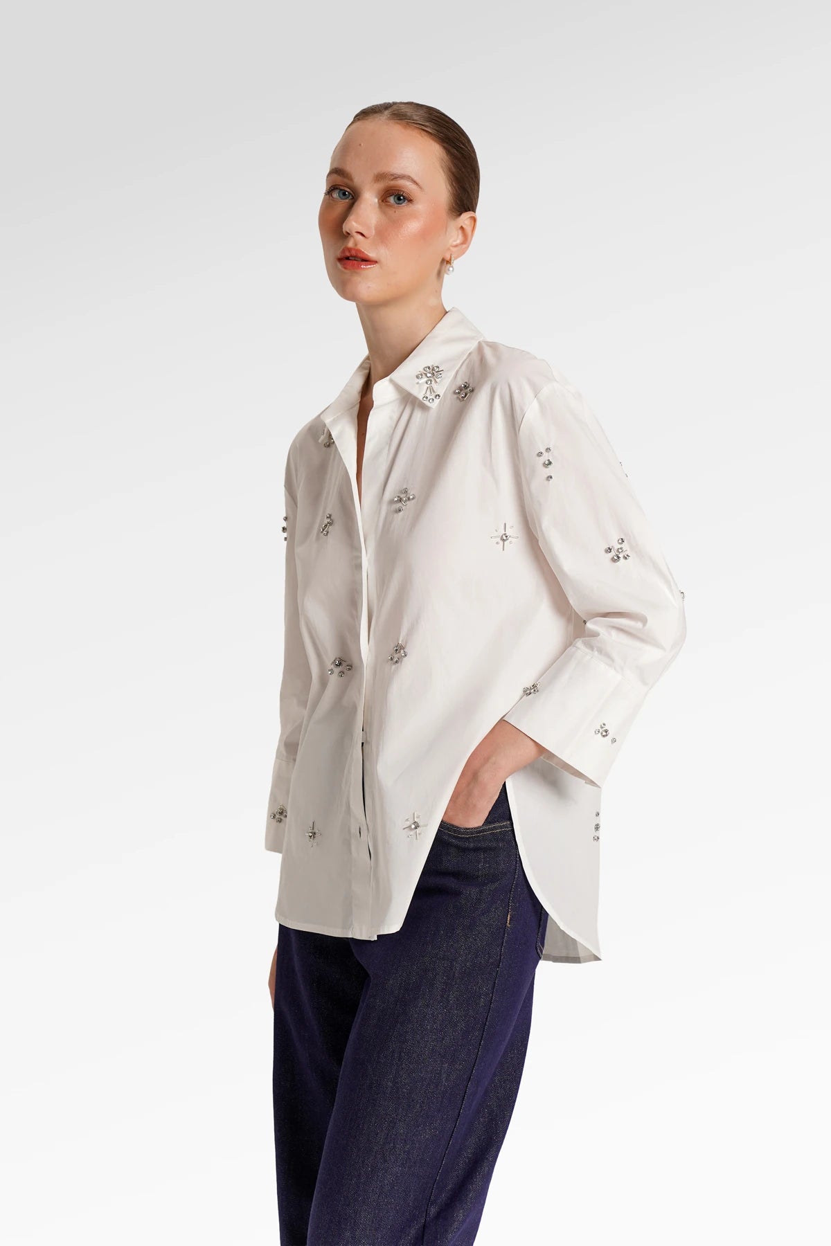 Giana Beads Shirt - Off White