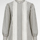 Harmony in Stripe Back Pleated Shirt - Ivory Navy