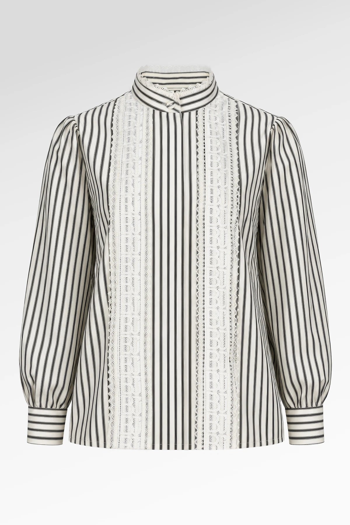 Harmony in Stripe Back Pleated Shirt - Ivory Navy