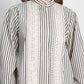 Harmony in Stripe Back Pleated Shirt - Ivory Navy