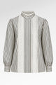 Harmony in Stripe Back Pleated Shirt - Ivory Navy