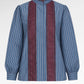 Harmony in Stripe Back Pleated Shirt - Maroon Navy