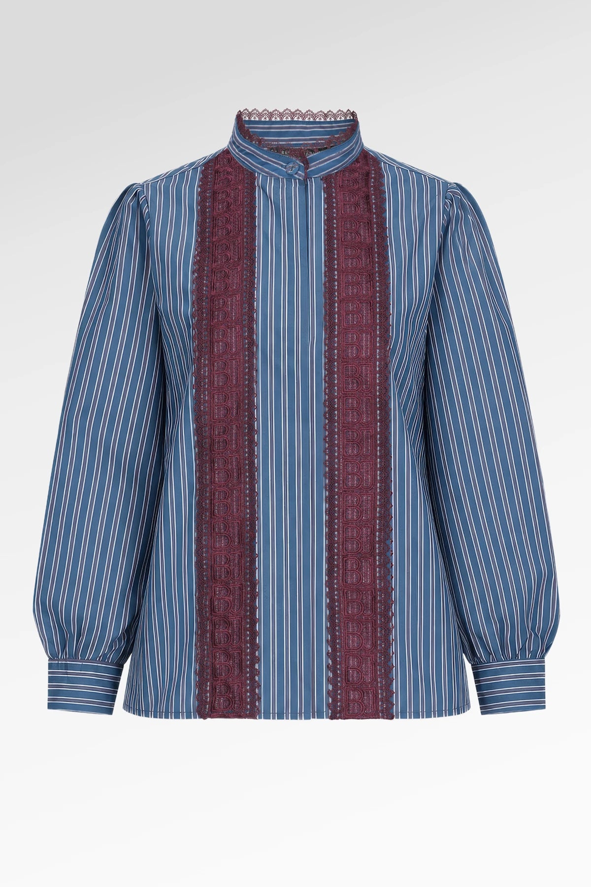 Harmony in Stripe Back Pleated Shirt - Maroon Navy