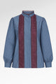 Harmony in Stripe Back Pleated Shirt - Maroon Navy