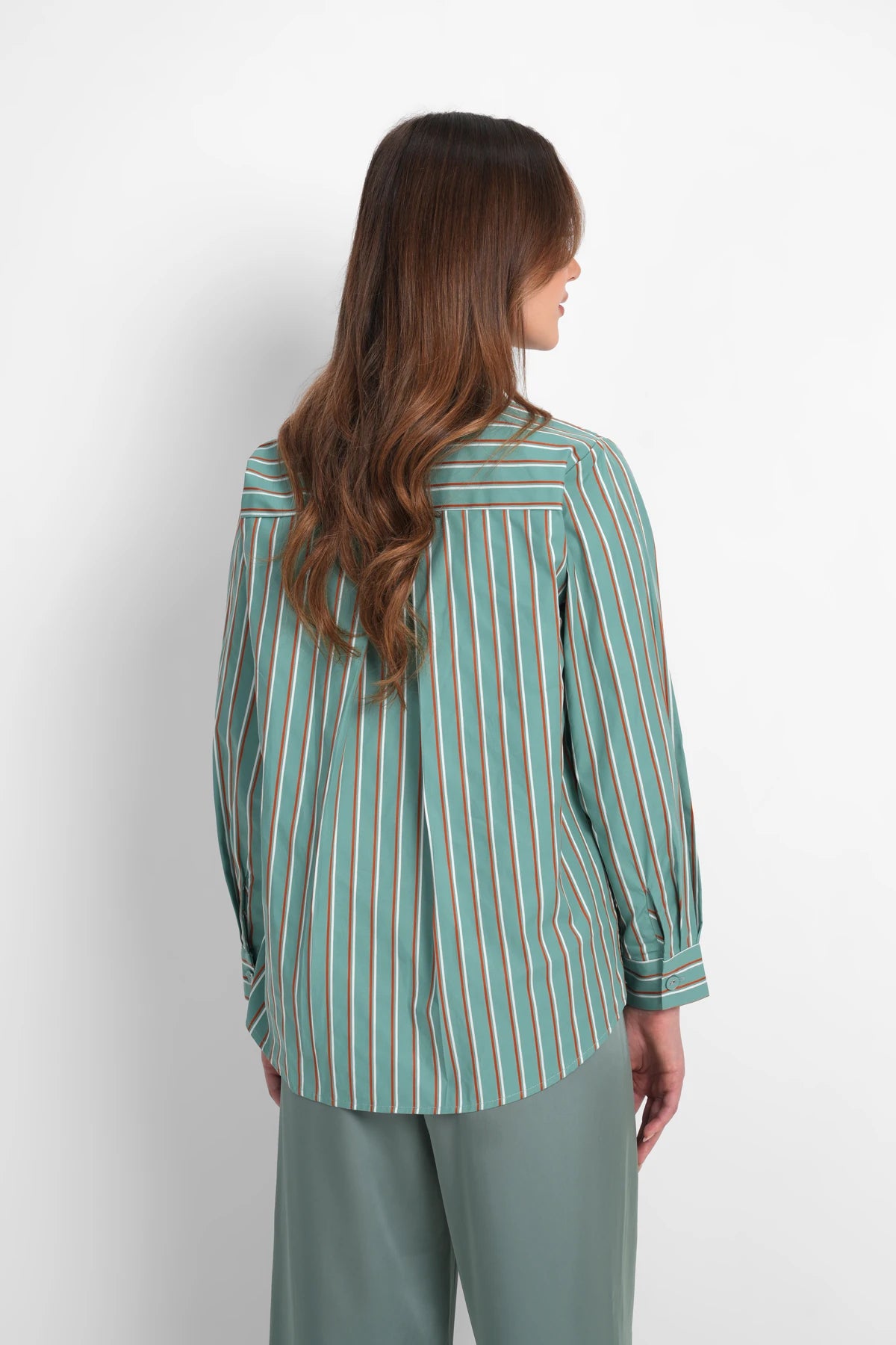 Harmony in Stripe Blooming Lace Shirt - Dusty Mint