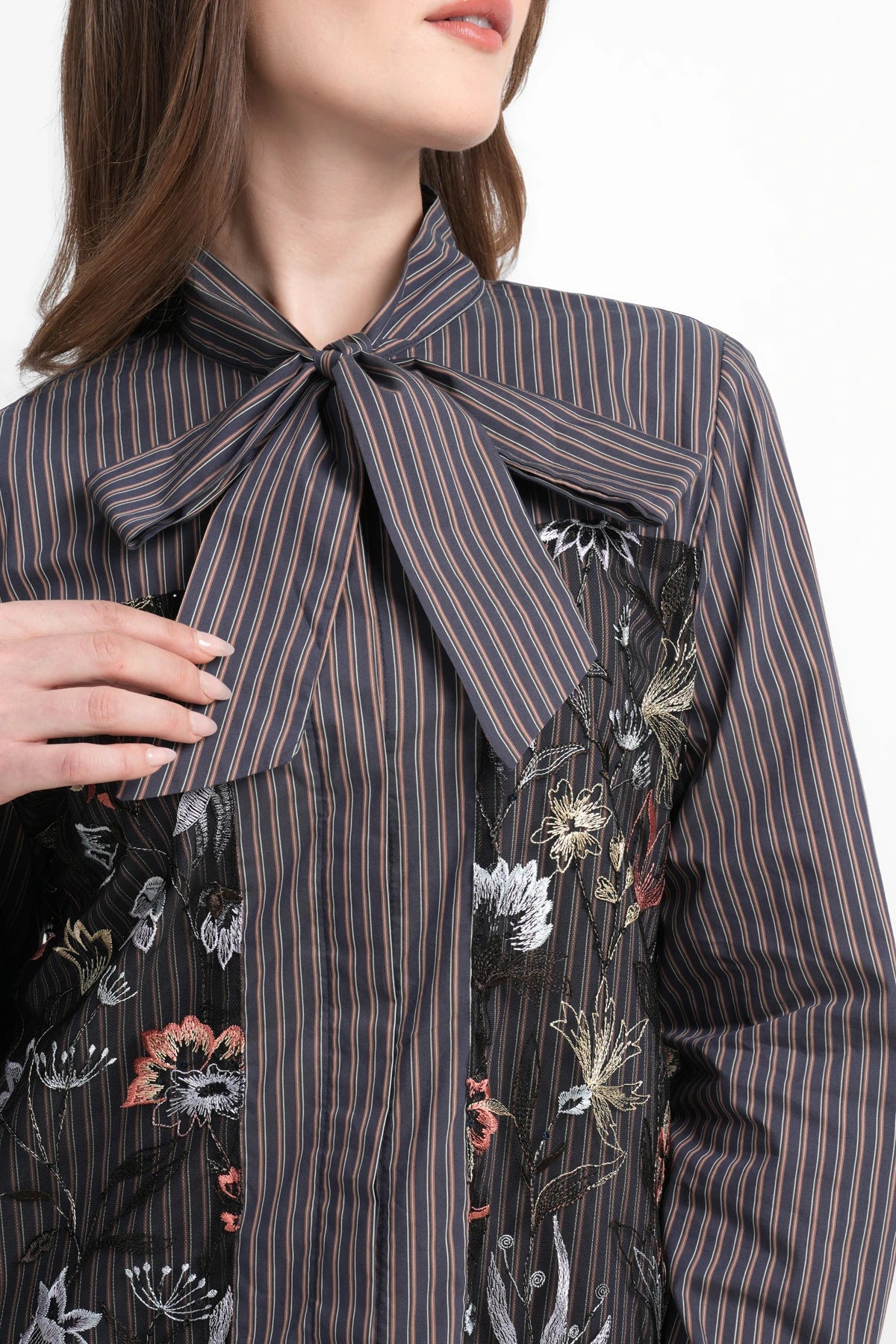 Harmony in Stripe Bow Shirt - Navy