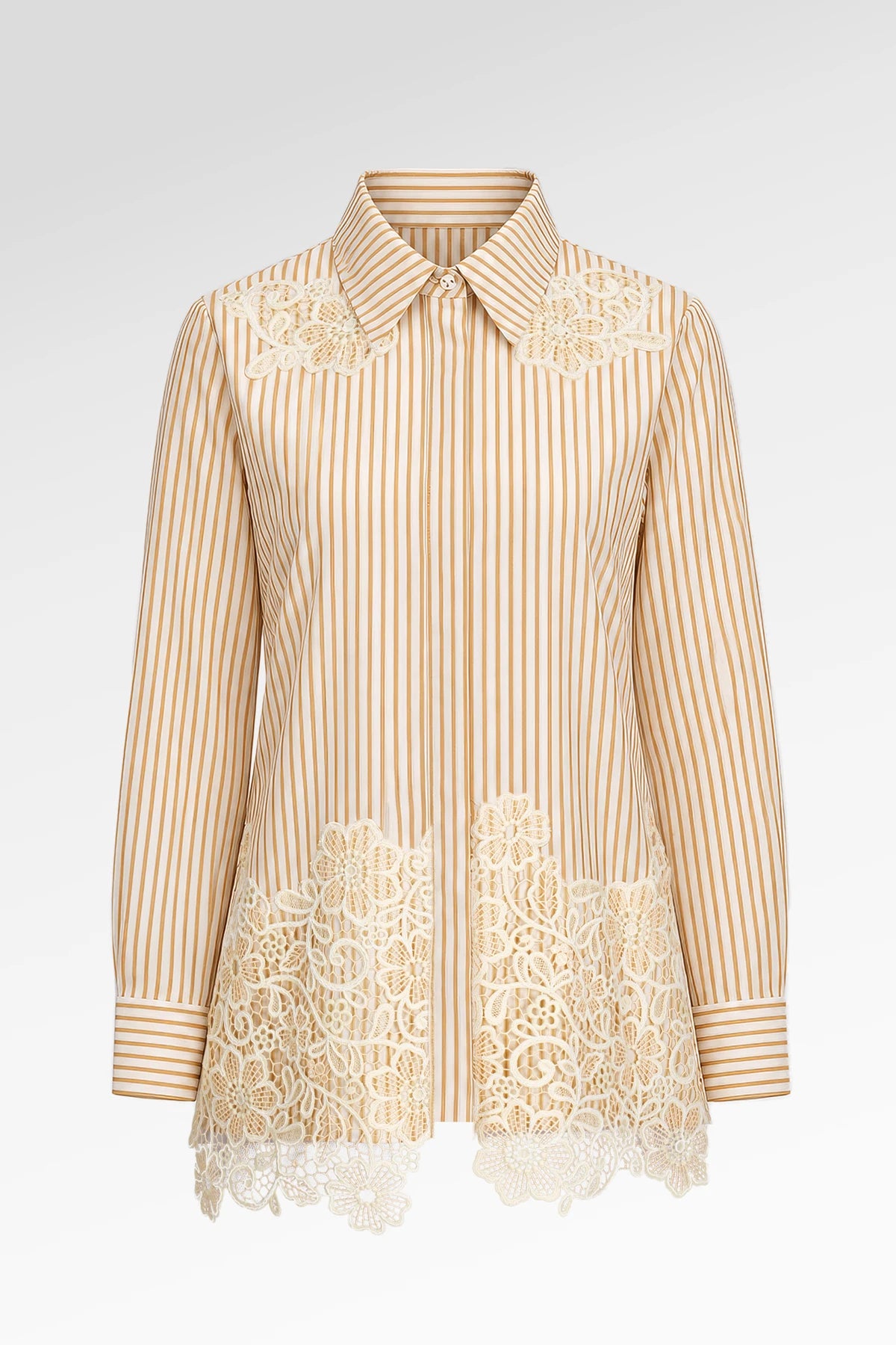Harmony in Stripe Embroidery Shirt - Pastel Yellow