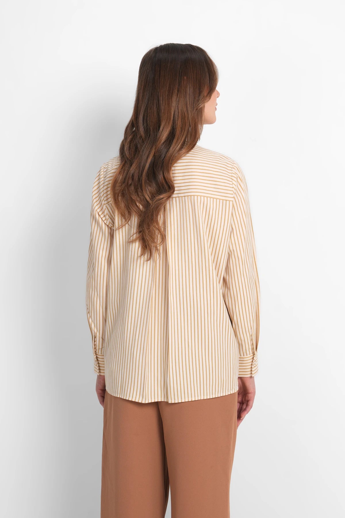 Harmony in Stripe Embroidery Shirt - Pastel Yellow