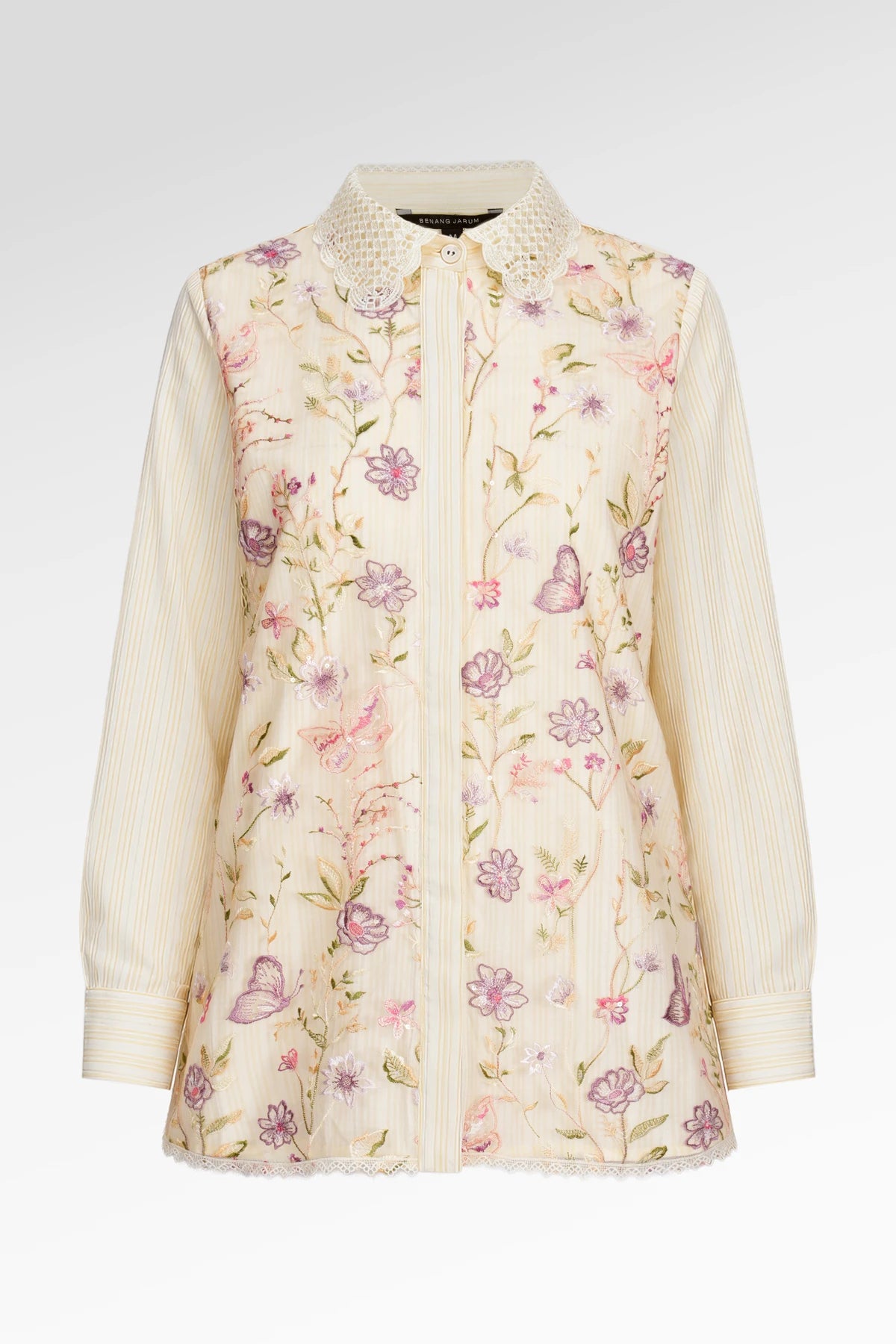 Harmony in Stripe Lace Shirt - Butter Yellow