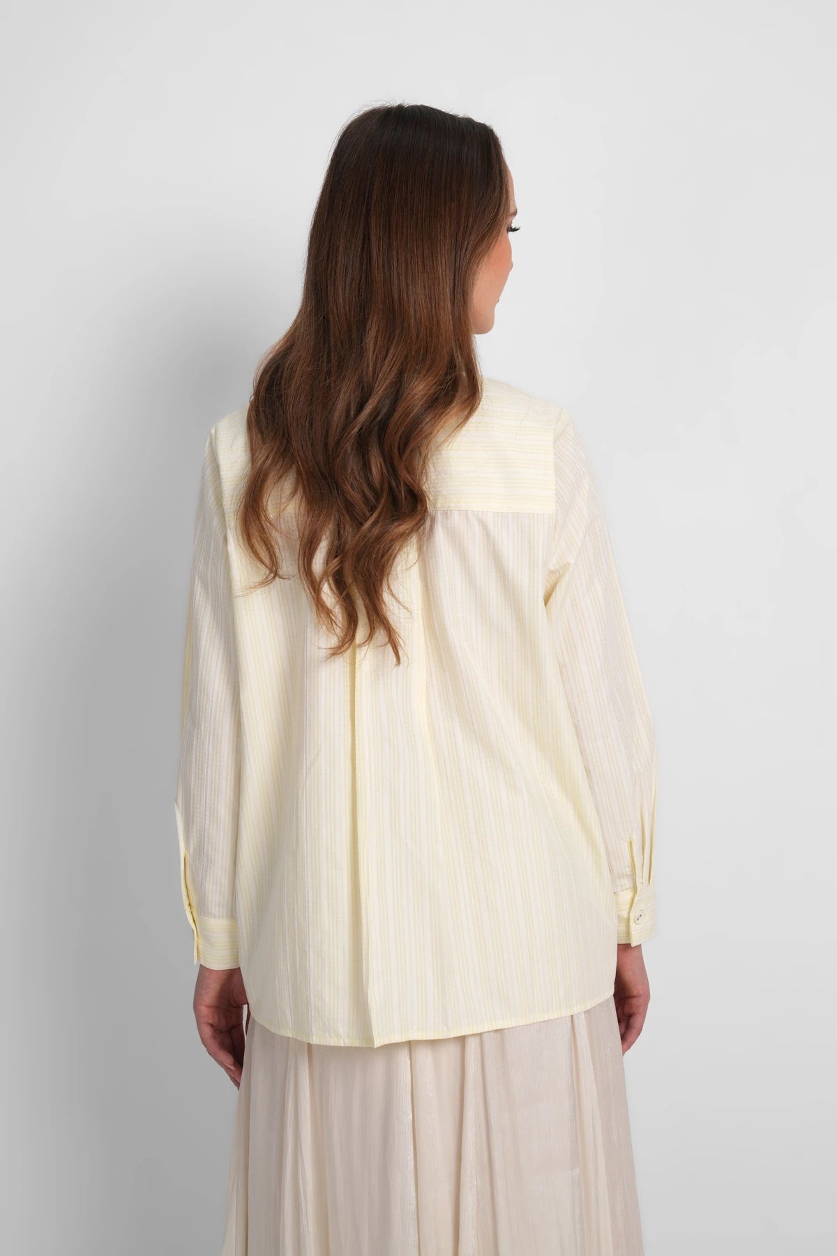 Harmony in Stripe Lace Shirt - Butter Yellow