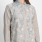 Harmony in Stripe Lace Shirt - Oatmeal Blue