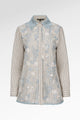 Harmony in Stripe Lace Shirt - Oatmeal Blue
