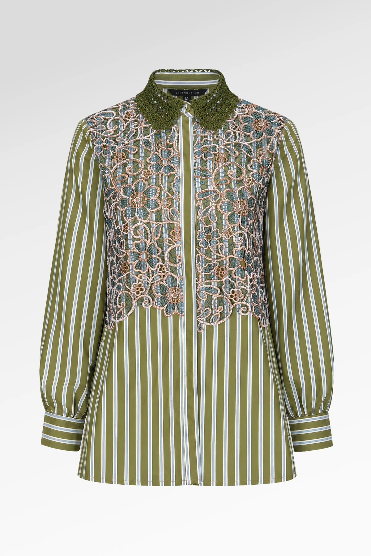 Harmony in Stripe Layered Lace Shirt - Garden