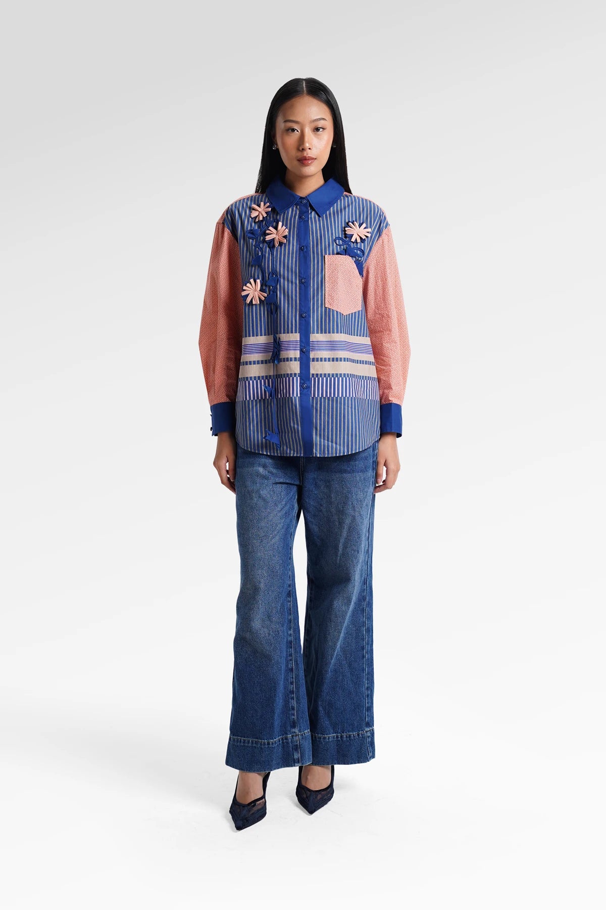 HBJ Flower Embroidery Shirt - Rintik Sendu