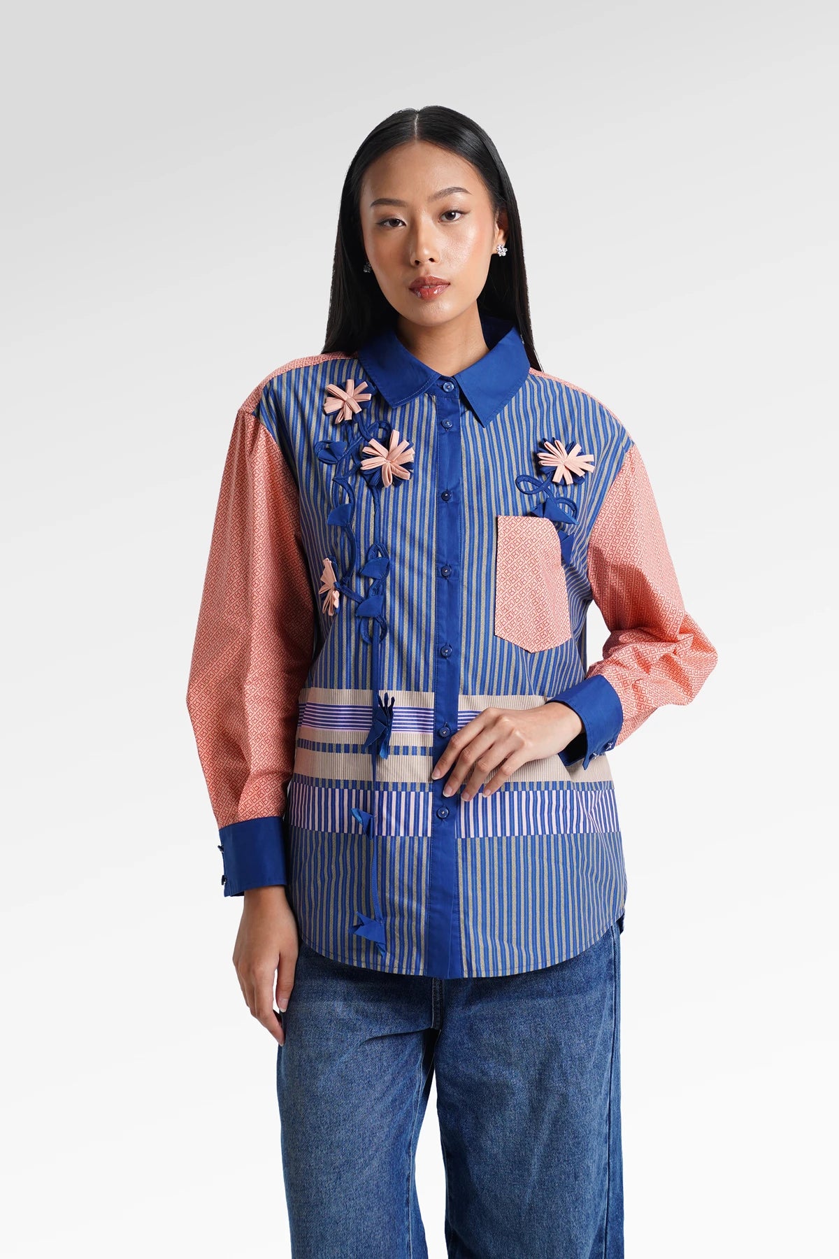 HBJ Flower Embroidery Shirt - Rintik Sendu