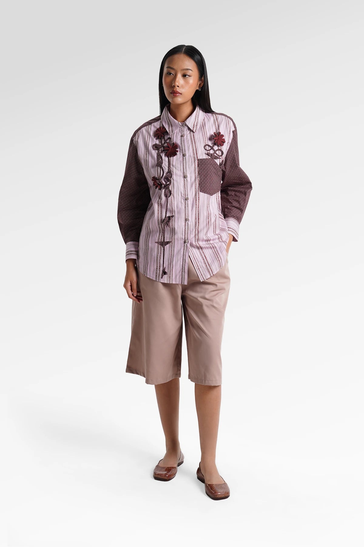 HBJ Flower Embroidery Shirt - Senja Merona