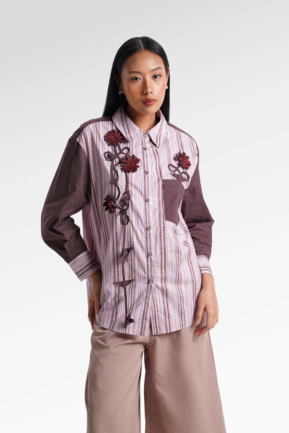 HBJ Flower Embroidery Shirt - Senja Merona