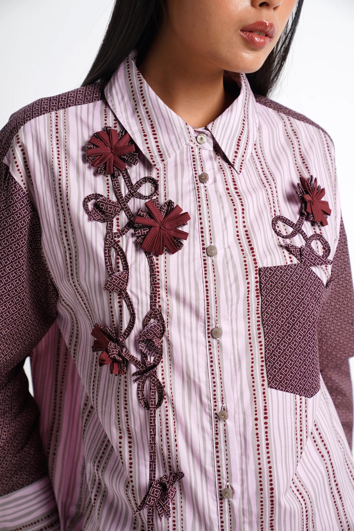 HBJ Flower Embroidery Shirt - Senja Merona
