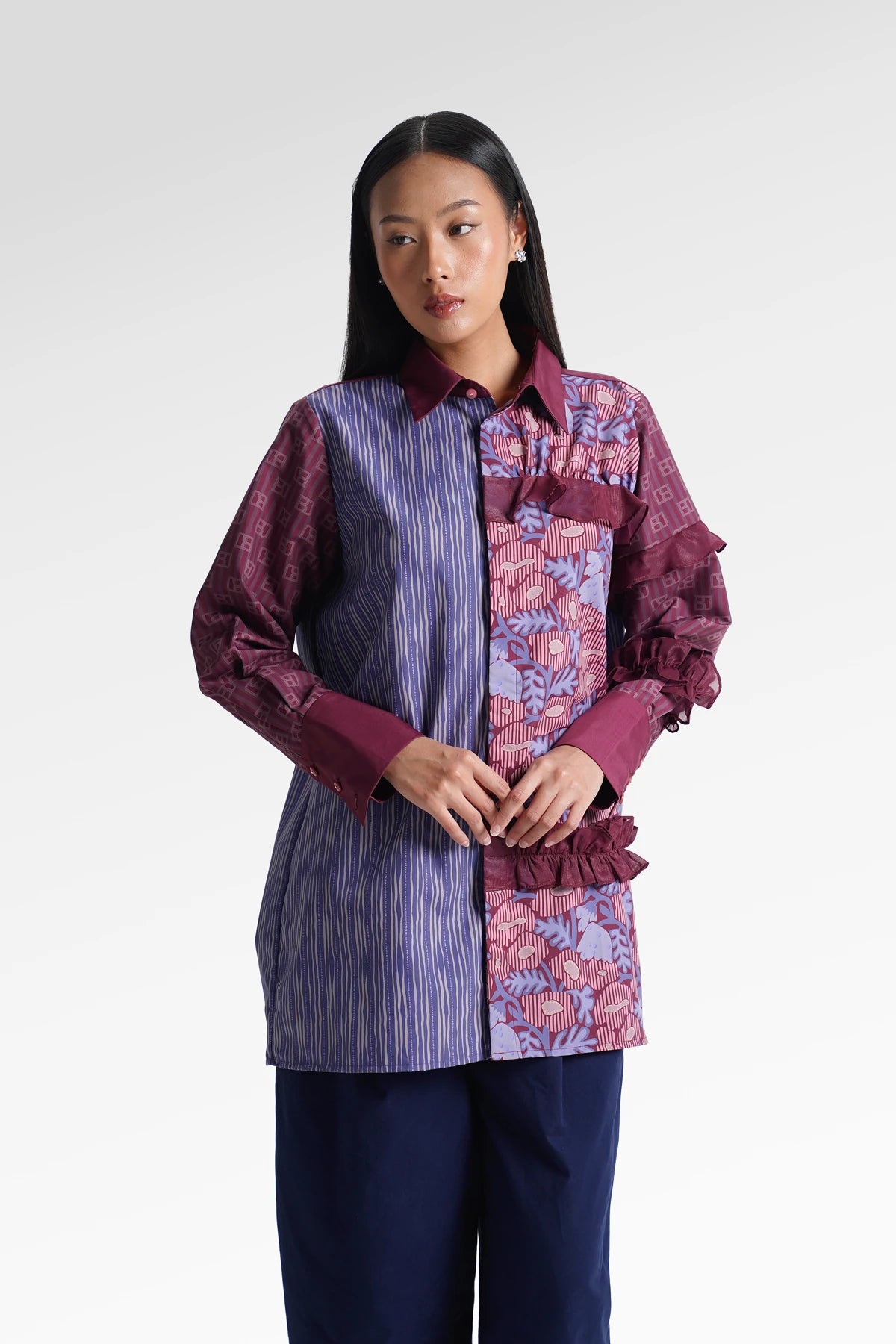 HBJ Ruffle Shirt - Luruh Lembayung
