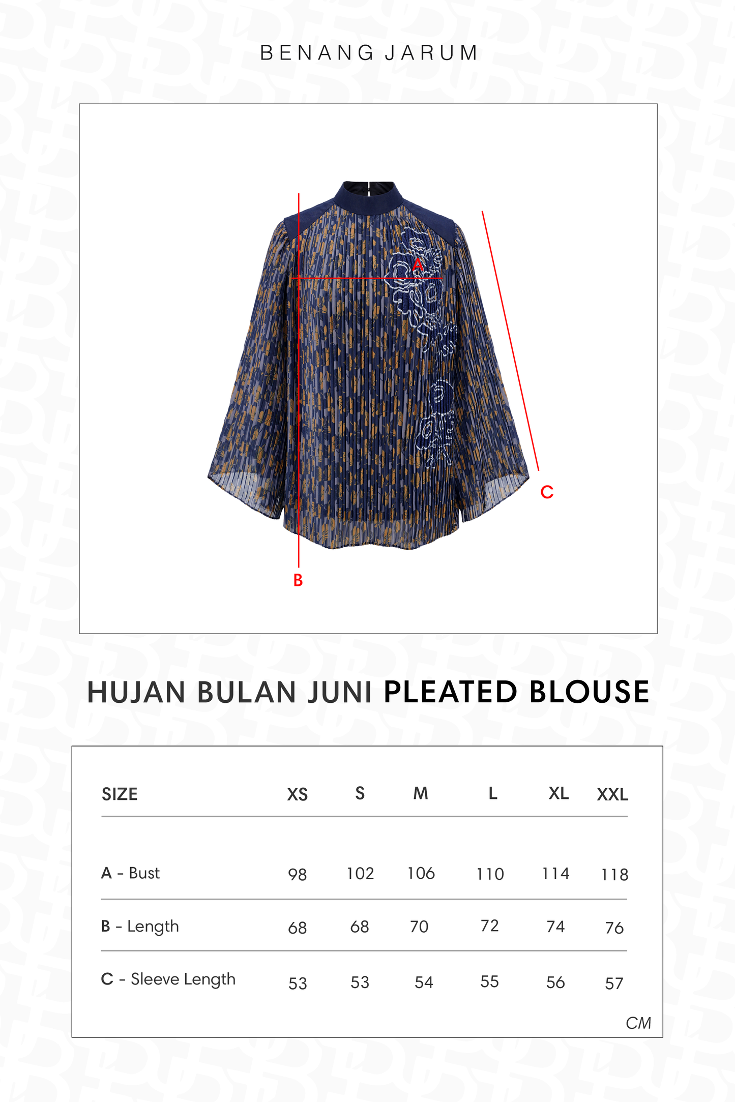 HBJ Pleated Blouse - Rintik Sendu