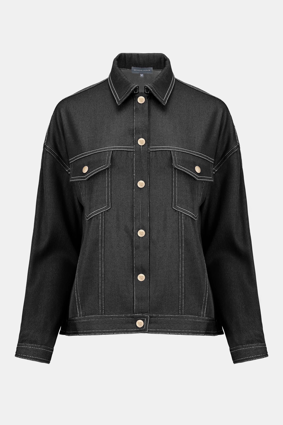 Helga Pleated Denim Shirt - Black