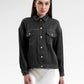 Helga Pleated Denim Shirt - Black