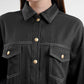 Helga Pleated Denim Shirt - Black