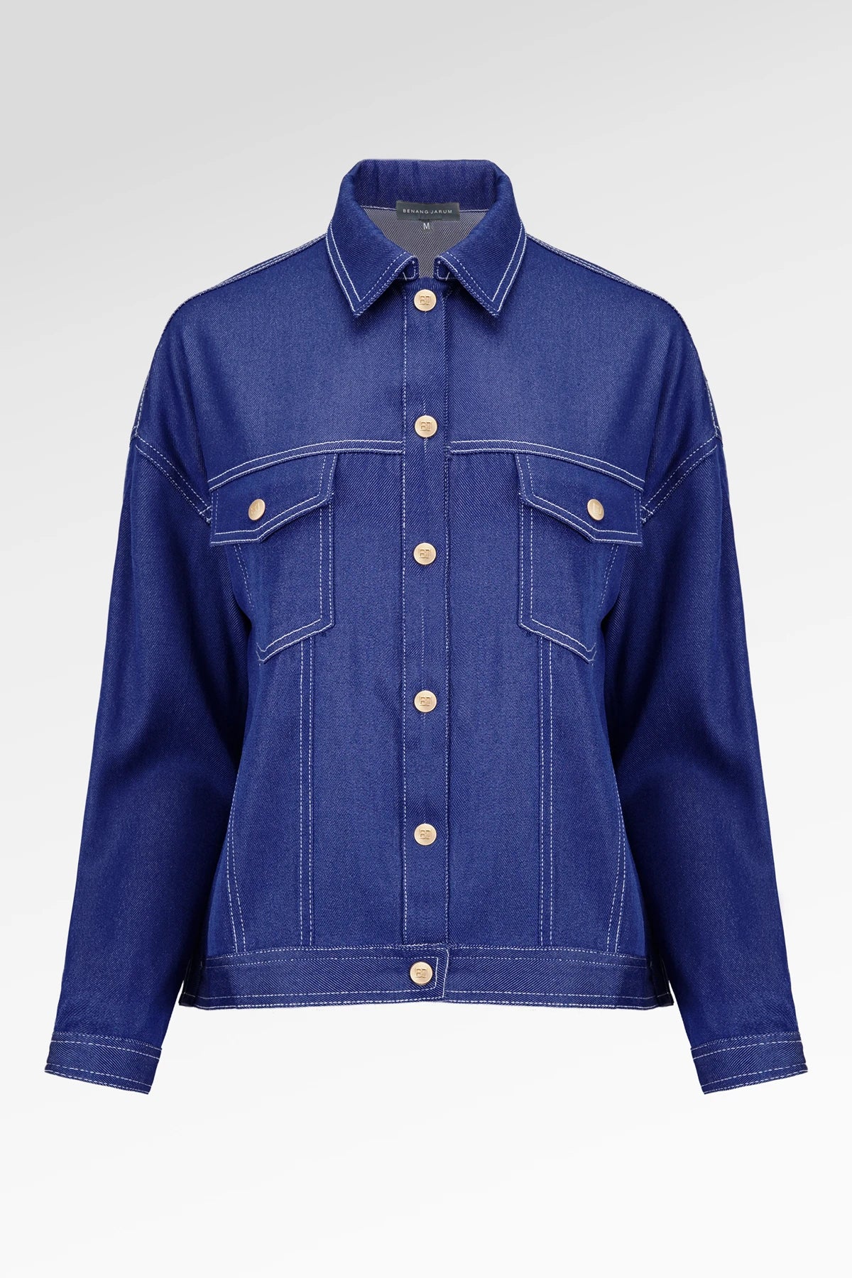 Helga Pleated Denim Shirt - Navy