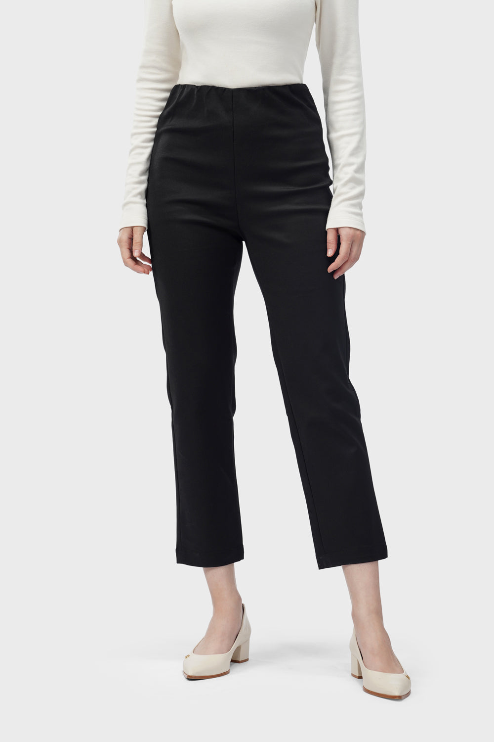 High Waist Ankle Pants - Black