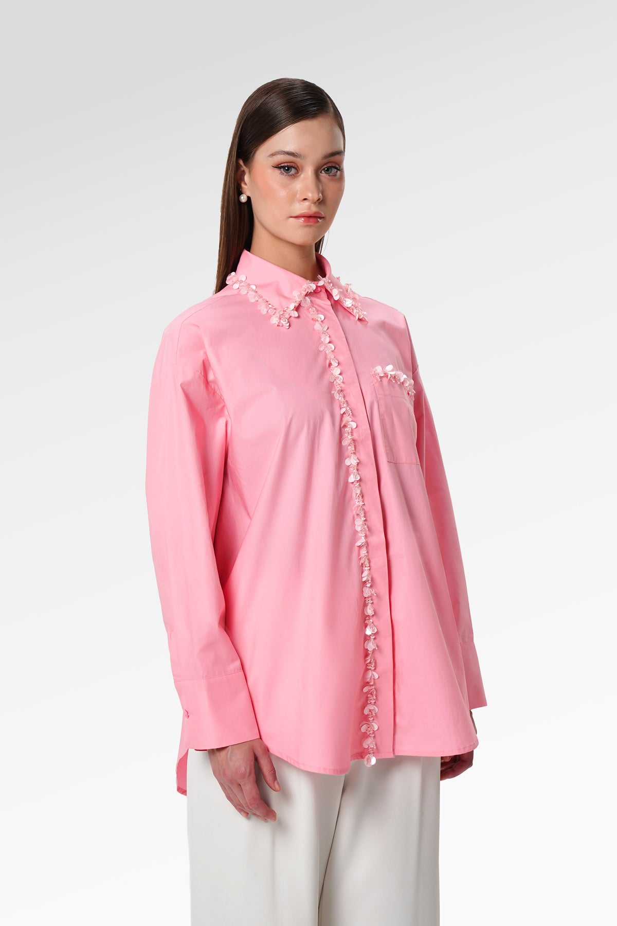 Issabel Embellished Shirt - Pink