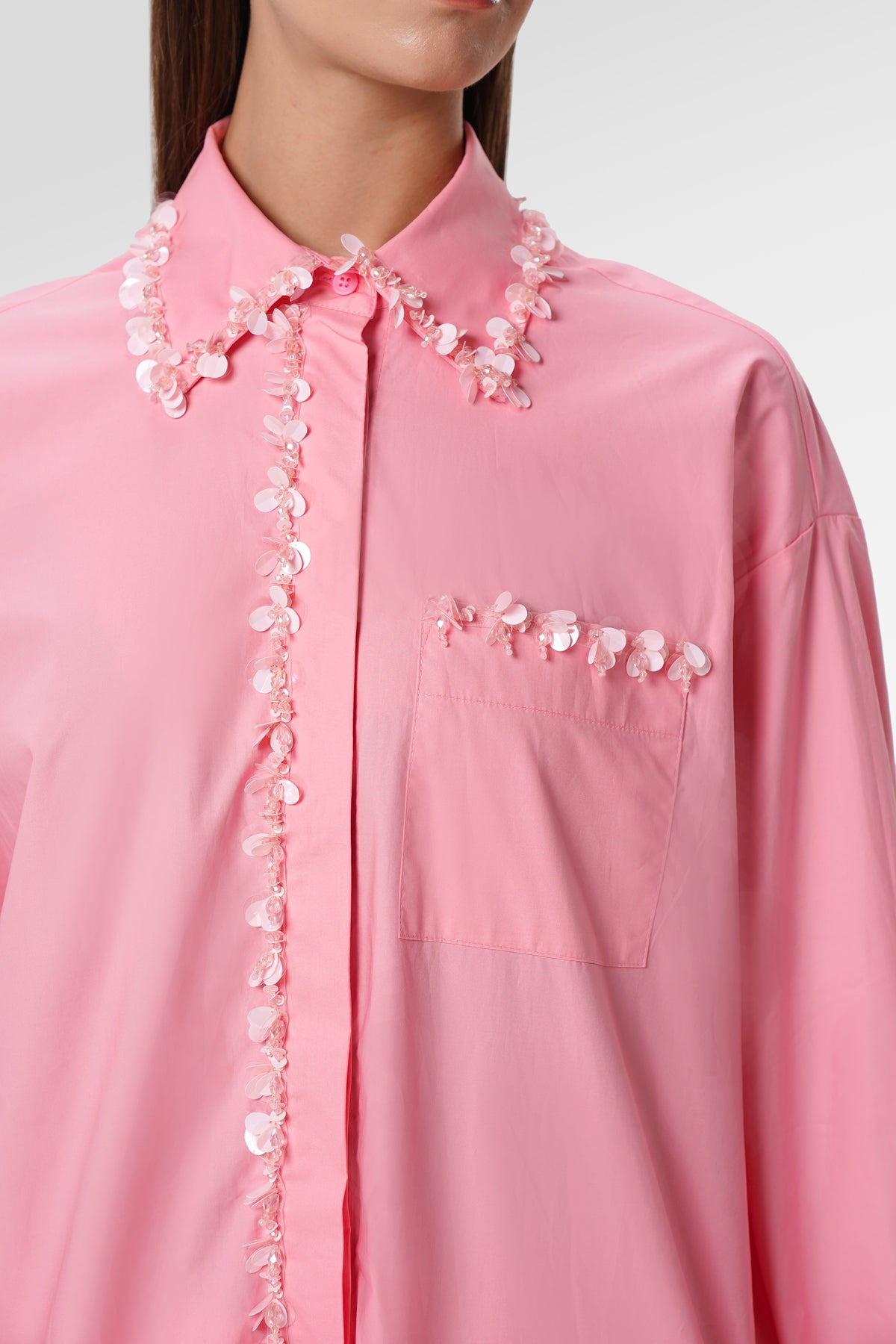 Issabel Embellished Shirt - Pink