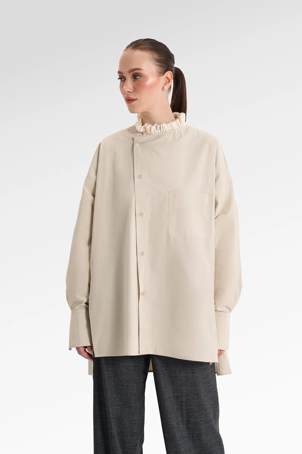 Jamie Overslag Shirt - Beige