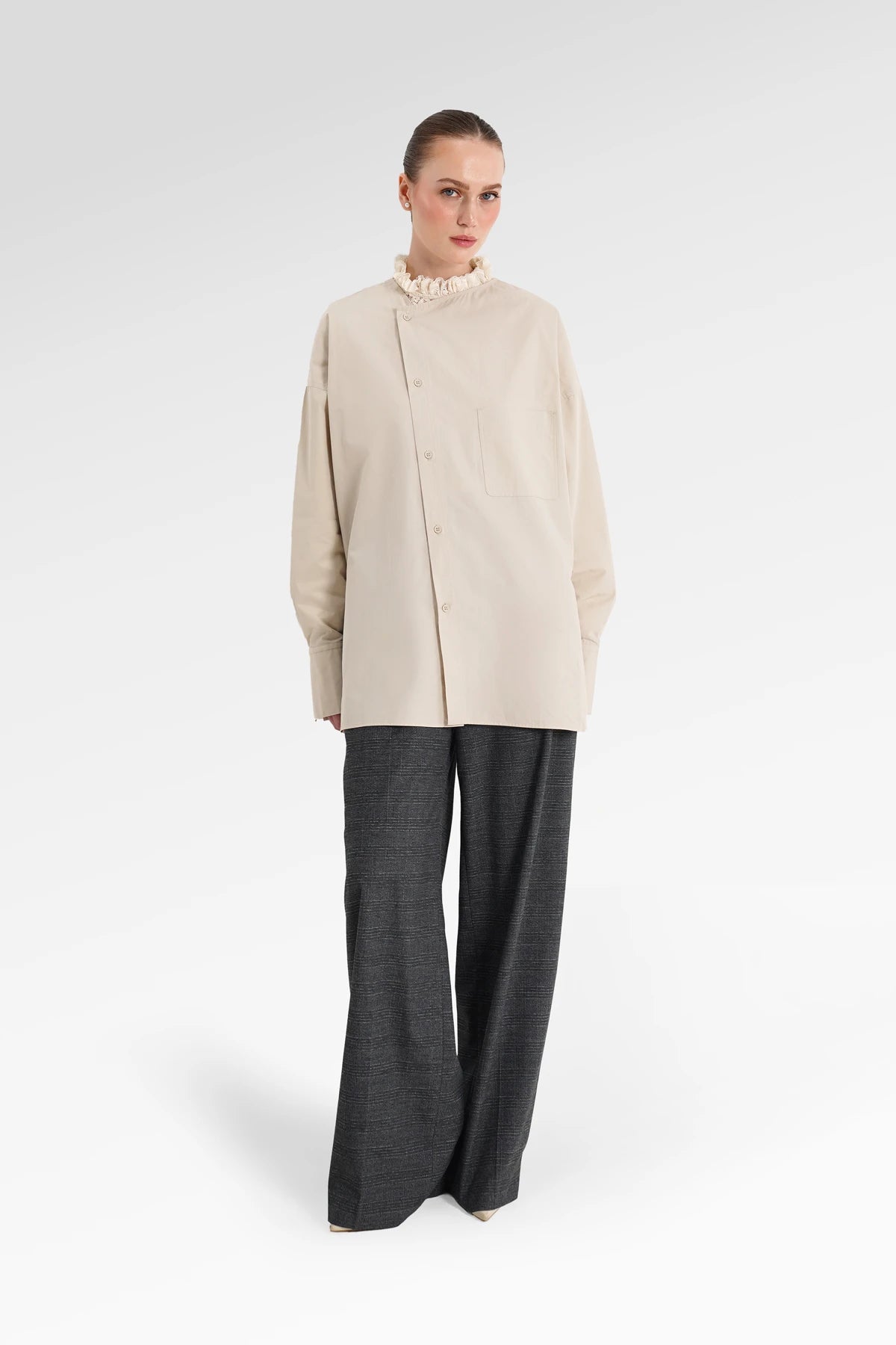 Jamie Overslag Shirt - Beige