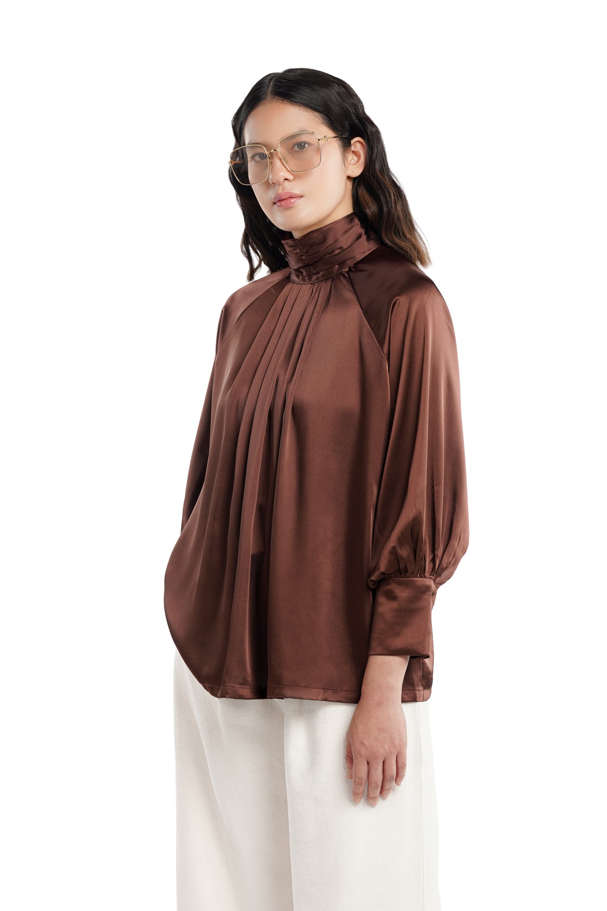 Jasmine Pleats Blouse - Toffee