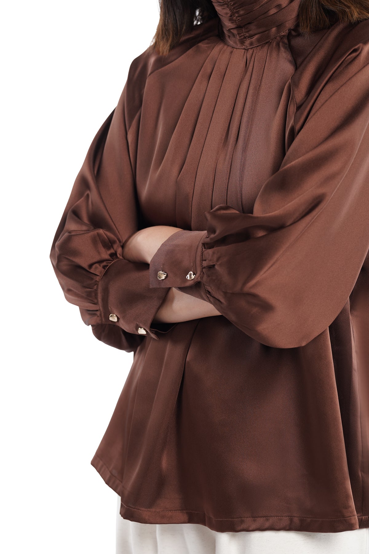 Jasmine Pleats Blouse - Toffee