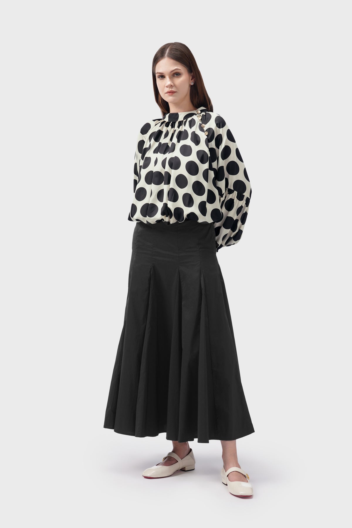 Jazzlyn Polka Blouse - Off White